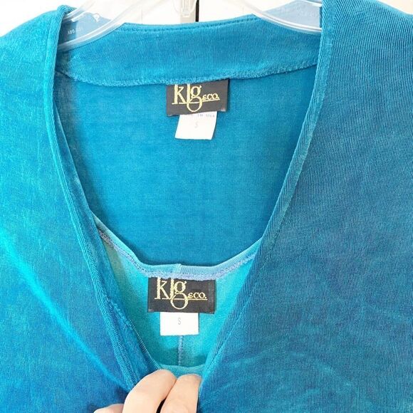 80s/90s KLG & Co. Vintage Midi Dress Button Short Sleeve Cardigan Size Small - Picture 3 of 12